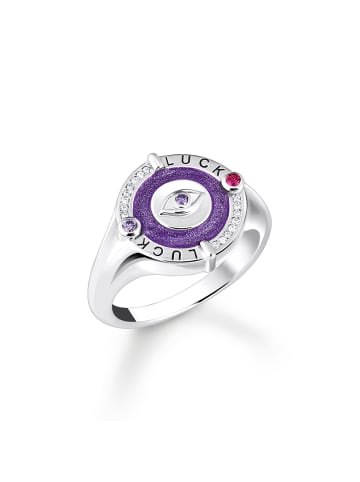 Thomas Sabo Siegelring Auge Mit Kaltemaille Und Bunten Steinen in silber, bunt