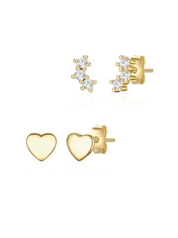 Lulu & Jane 2er Set Ohrstecker gelbgold Zirkonia weiß in gelbgold