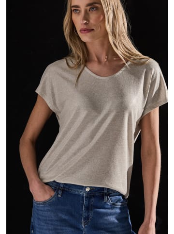 Street One 'Schimmerndes V-Neck Shirt' Beige