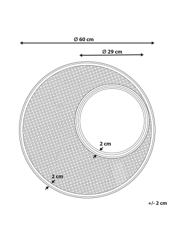Beliani Dekospiegel PALAU in Braun - (W) 60 x (H) 60 x (L) 2 cm