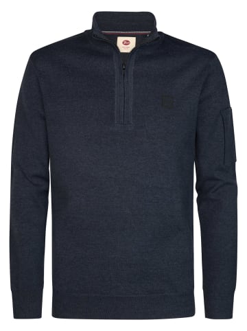 Petrol Industries Utility-Strickpullover mit kurzem Reißverschluss stonefield in Blau