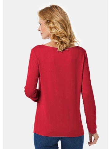 GOLDNER Kurzgröße:  Langarmshirt mit tonaler Zierkante in rot