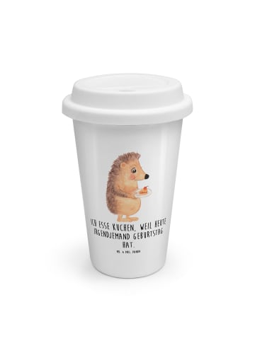 Mr. & Mrs. Panda Kaffeebecher Igel Kuchenstück mit Spruch in Weiß