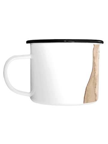Mr. & Mrs. Panda XL Emaille Tasse Katze Sitzen ohne Spruch in Weiß
