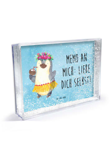 Mr. & Mrs. Panda Kunststoffrahmen Pinguin Kokosnuss mit Spruch in Eisblau
