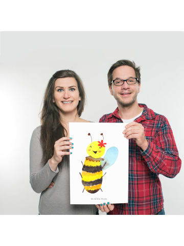 Mr. & Mrs. Panda Poster Biene Happy ohne Spruch in Weiß