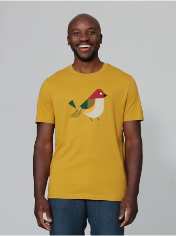 wat? Apparel T-Shirt Vogel in Ocker