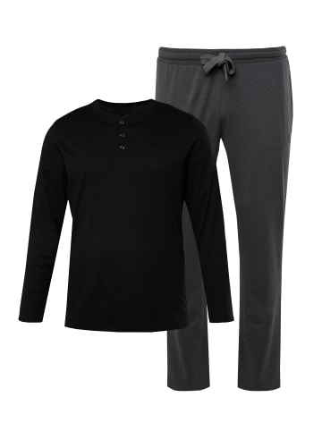 JP1880 Langer Schlafanzug in schwarz