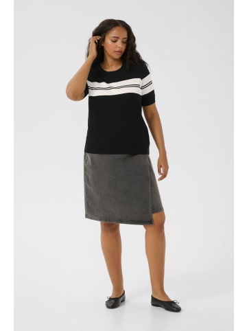KAFFE curve Strickpullover KClizzy Regular fit in Black / Chalk Stripe