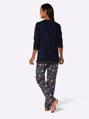 WITT WEIDEN Schlafanzug in marine-ocker-bedruckt