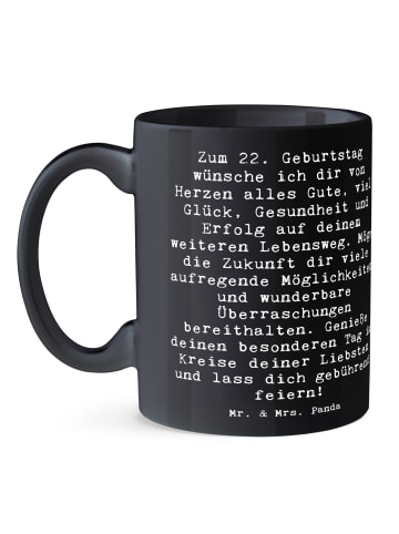 Mr. & Mrs. Panda Frühstücksbecher Spruch 22. Geburtstag mit Spruch in Schwarz