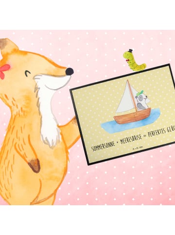Mr. & Mrs. Panda Schreibtischunterlage Sommer Meer Glück mit Spruch in Gelb Pastell