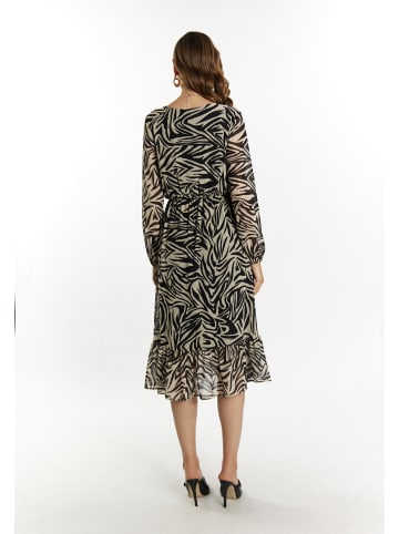 faina Damen Kleid Mit Zebra-Print in Beige Schwarz
