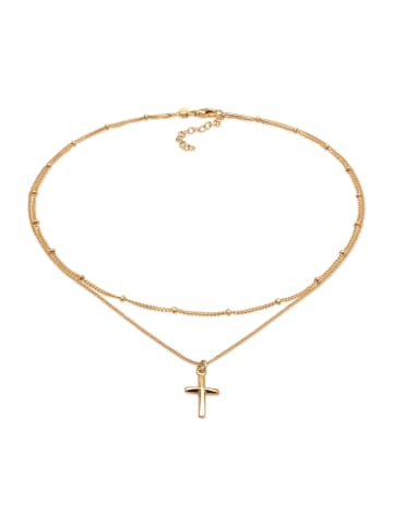 Elli Halskette 925 Sterling Silber Kreuz, Kugel in Gold