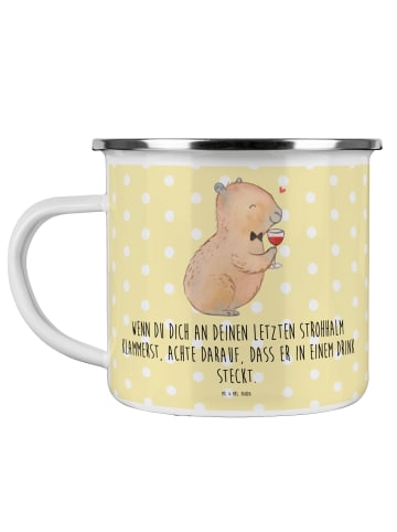 Mr. & Mrs. Panda Kaffeebecher Capybara Wein mit Spruch in Gelb Pastell