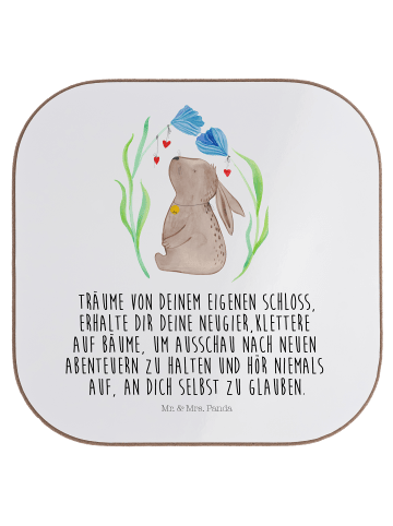 Mr. & Mrs. Panda Tassen Untersetzer Hase Blume mit Spruch in Weiß