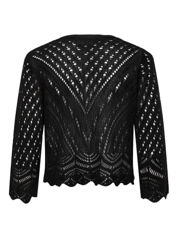 JACQUELINE de YONG Kurze Struktur Strickjacke 3/4 Arm Häkelspitze Cardigan JDYSUN in Schwarz