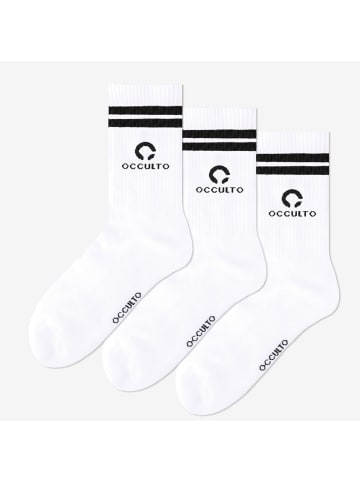 Occulto 3er Pack Logo Tennissocken mit Streifen Ray in Schwarz-Weiß