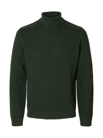 SELECTED HOMME Pullover SLHTREVOR LS KNIT STRUCTURE ROLL NECK in Grün