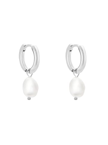 s.Oliver Creolen Edelstahlcreole mit Schmuckperle in silber