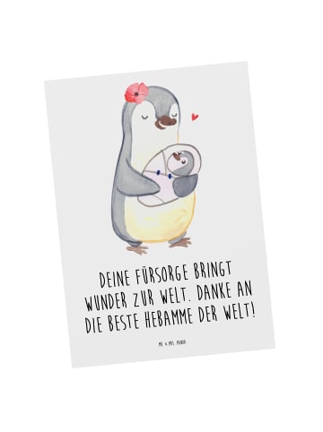 Mr. & Mrs. Panda Postkarte Beste Hebamme mit Spruch in Weiß