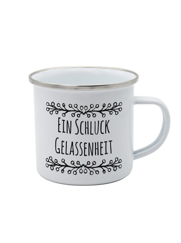 Geda Labels Tasse Schluck Gelassenheit Emaille in Weiß - 350ml