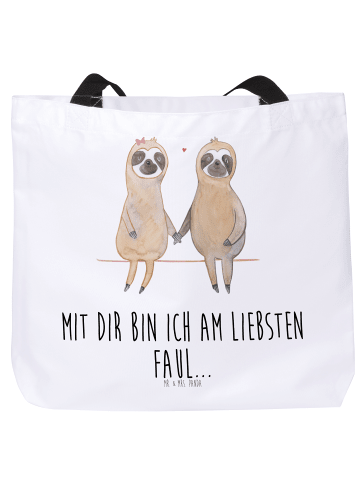 Mr. & Mrs. Panda Shopper Faultier Pärchen mit Spruch in Weiß