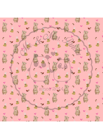 Mr. & Mrs. Panda Deko Kissen Bär Kaffee ohne Spruch in Rosa