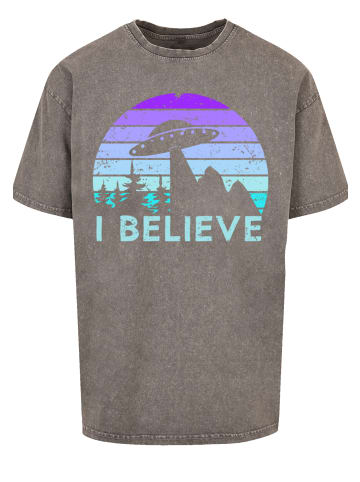 F4NT4STIC Oversize T-Shirt I BELIEVE UFO Alien Raumschiff Retro in Asphalt