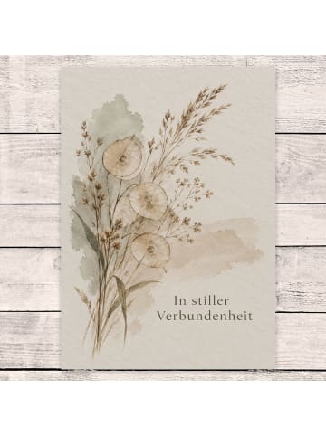 Mr. & Mrs. Panda Trauerspruchkarte Gräser still Design mit Spruch in Weiß