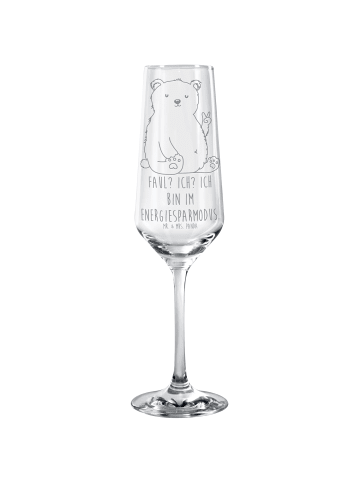 Mr. & Mrs. Panda Champagnerglas Eisbär Faul mit Spruch in Transparent