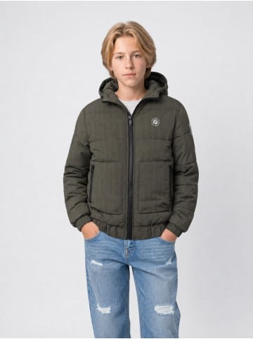 Petrol Industries Bedruckte wattierte Jacke mit Kapuze ironbay in Grau