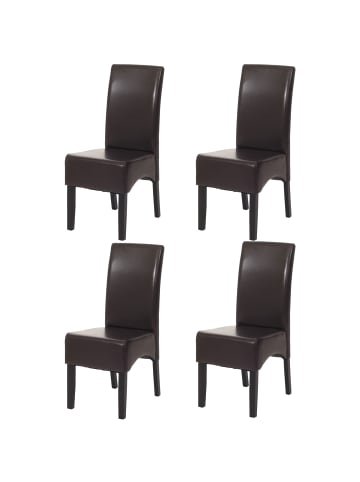 MCW 4x Esszimmerstuhl Littau, Kunstleder braun, dunkle Beine