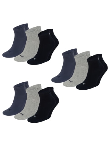 Puma Bodywear Quarter Socken 9 Paar in Navy / Grau / Blau
