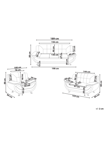 Beliani 3-tlg Sitzgruppe LEIRA in Weiß/Silber