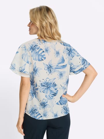 Sieh an! Kurzarm-Bluse in eisblau-champagner-bedruckt