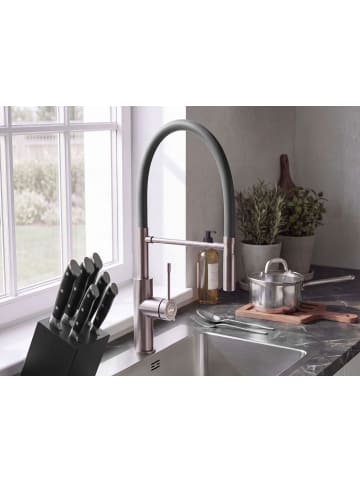 Beliani Küchenarmatur ARKHATA in Grau/Schwarz - (W) 25 x (H) 51 x (L) 5 cm