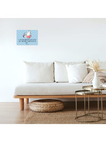 Mr. & Mrs. Panda Schild Pinguin mit Kind mit Spruch in Blau Pastell