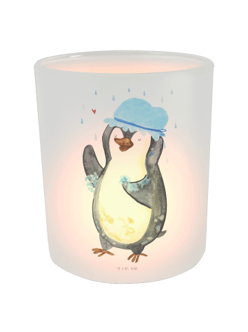 Mr. & Mrs. Panda Windlicht Pinguin Duschen ohne Spruch in Transparent