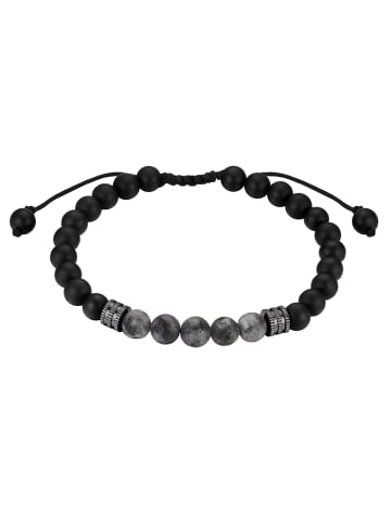 True Rebels Armband aus Edelstahl mit Achat in gunmetal