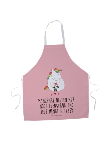 Mr. & Mrs. Panda Schürze Einhorn Traurig mit Spruch in Rot Pastell
