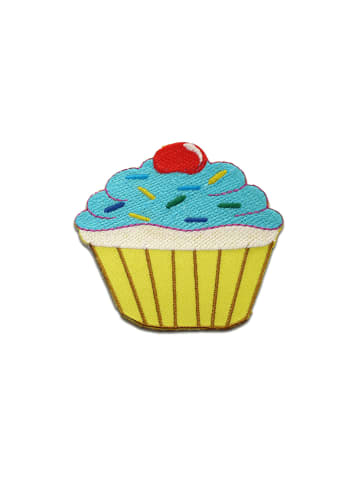 Catch the Patch Muffin Cupcake Mit Kirsche/StreuselApplikation Bügelbild inBlau