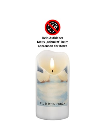 Mr. & Mrs. Panda Kerze Pinguine trösten Design ohne Spruch in Weiß
