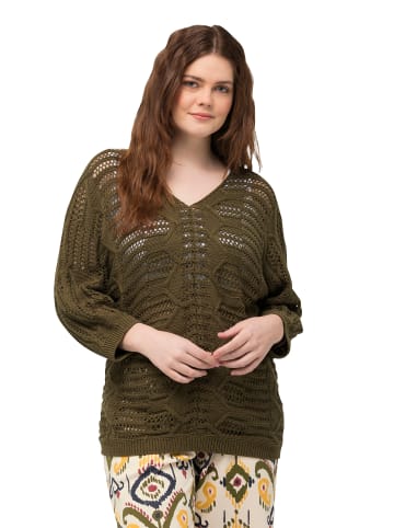 Ulla Popken Pullover in dunkles olive