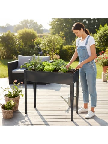 relaxdays Hochbeet in Anthrazit- (B)85 x (H)80 x (T)40 cm