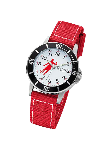 Regent Armbanduhr Regent Lederarmband rot, weiß extra groß (ca. 32mm)