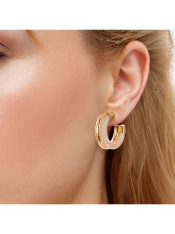 Lulu & Jane Creolen aus Messing mit Glaskristall in gelbgold