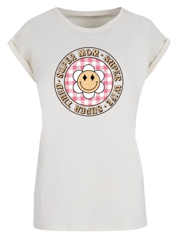 F4NT4STIC T-Shirt Muttertag super müde Mama Retro Blumen in Whitesand