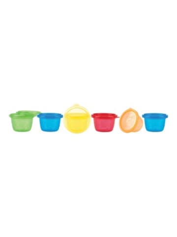 Nuby 6er-Pack Snack Cups mit Gefrierfunktion, mikrowellengeeignet in Mehrfarbig