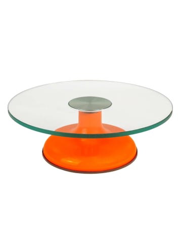Intirilife Kuchenplatte drehbarer Tortenständer rutschfester Standfuß 30x10 cm in Orange